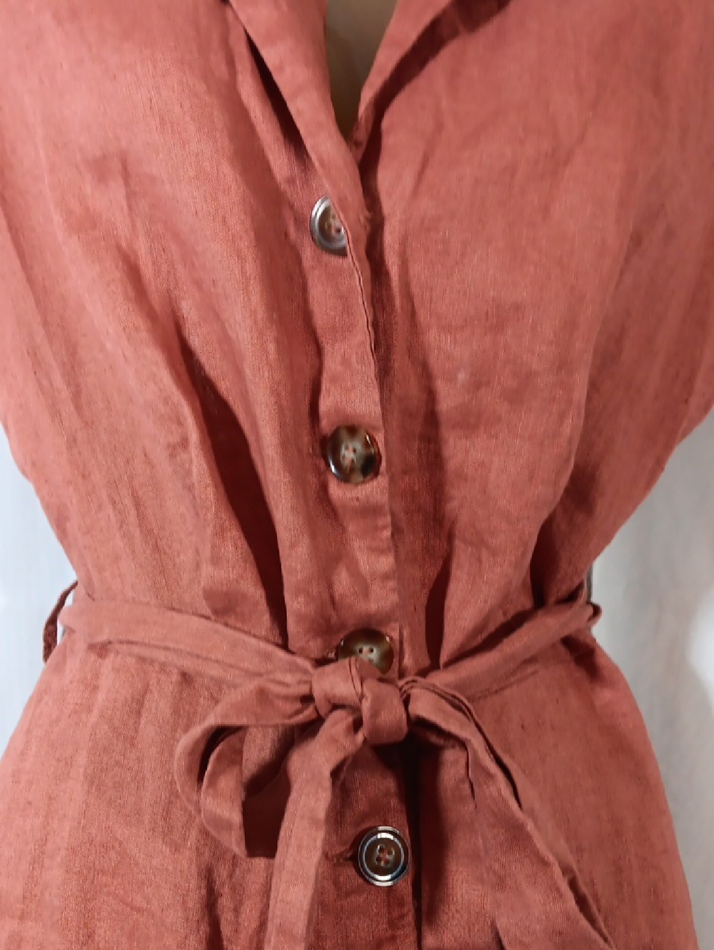 MNG Mango Womens 6 Linen Shirt Dress Button Down Belted - Picture 5 of 11